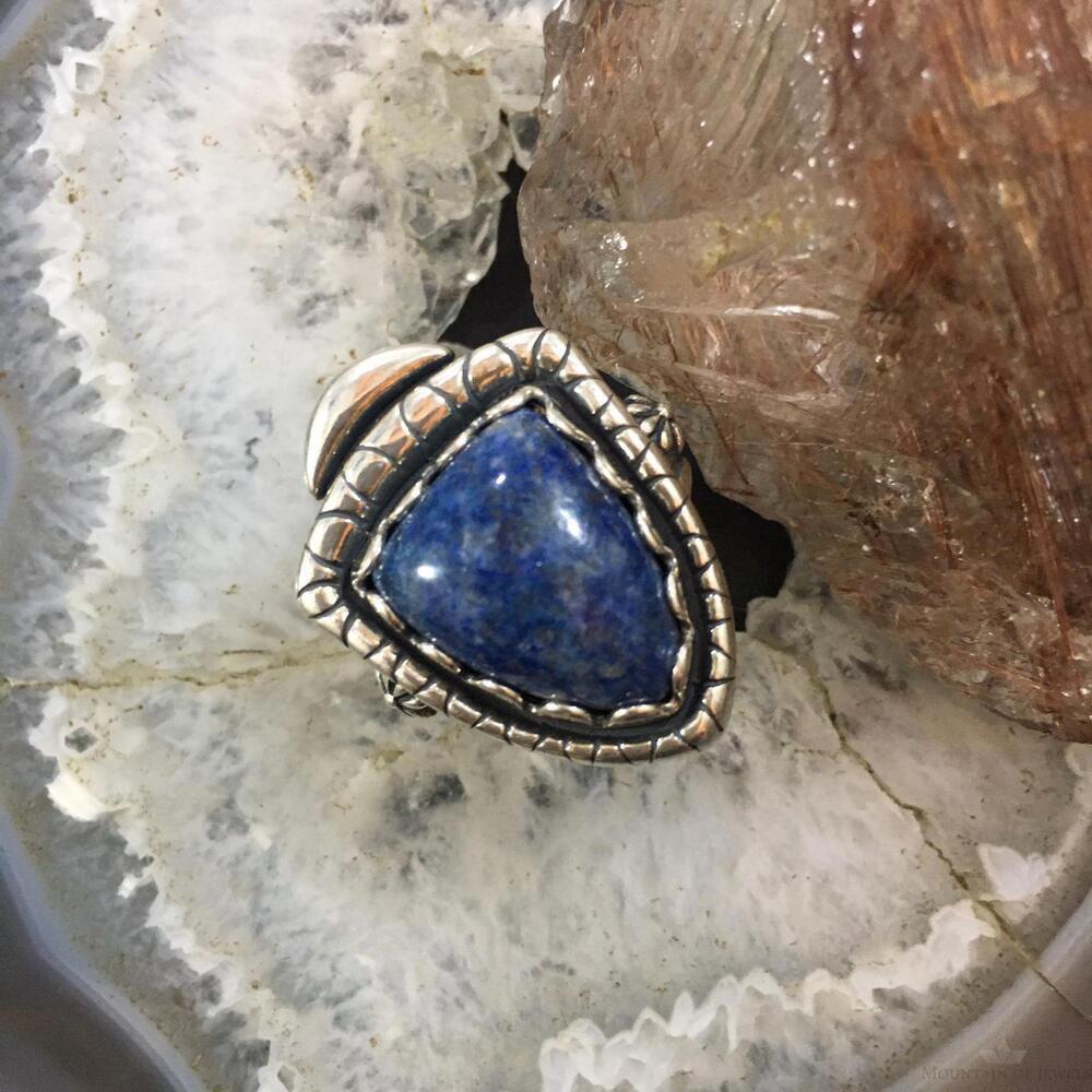 Carolyn Pollack Southwestern Style Sterling Shield Denim Lapis Ring For Women - Picture 2 of 10